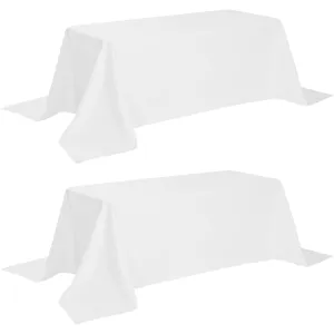 2 Pack Classic White Tablecloth 90x156 inch for 8 Foot Rectangle Table Polyester