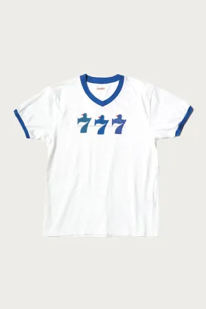 20/-Jersey V-Neck RINGER T (Lucky Battery Bird) - White