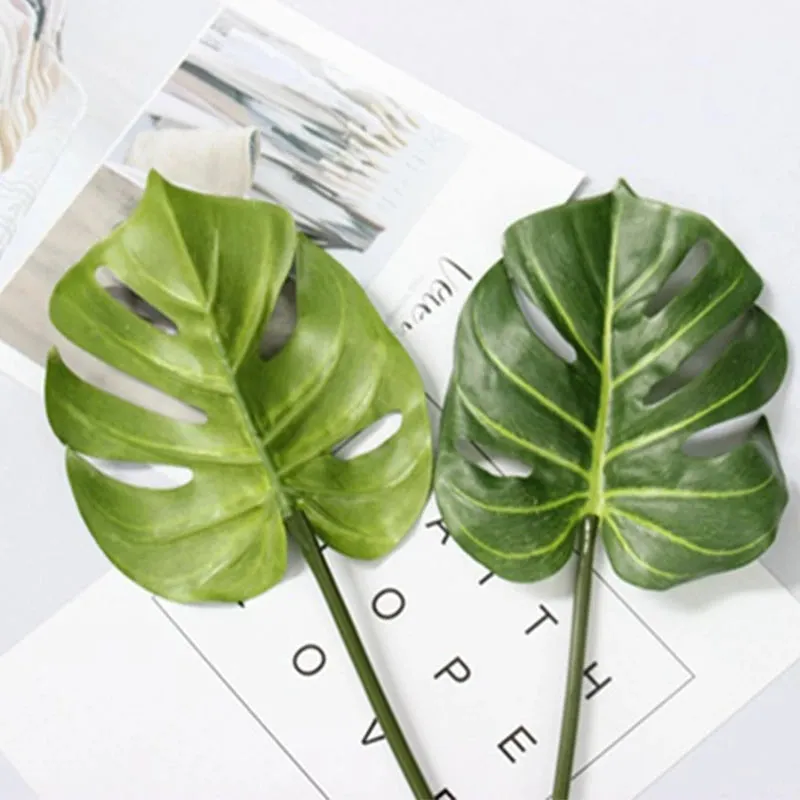 Artificial Plant Tropical Tortoise Back Leaf Plastic Green High Quality Home Decoration Big Fake Plant Autumn Living Room Garden