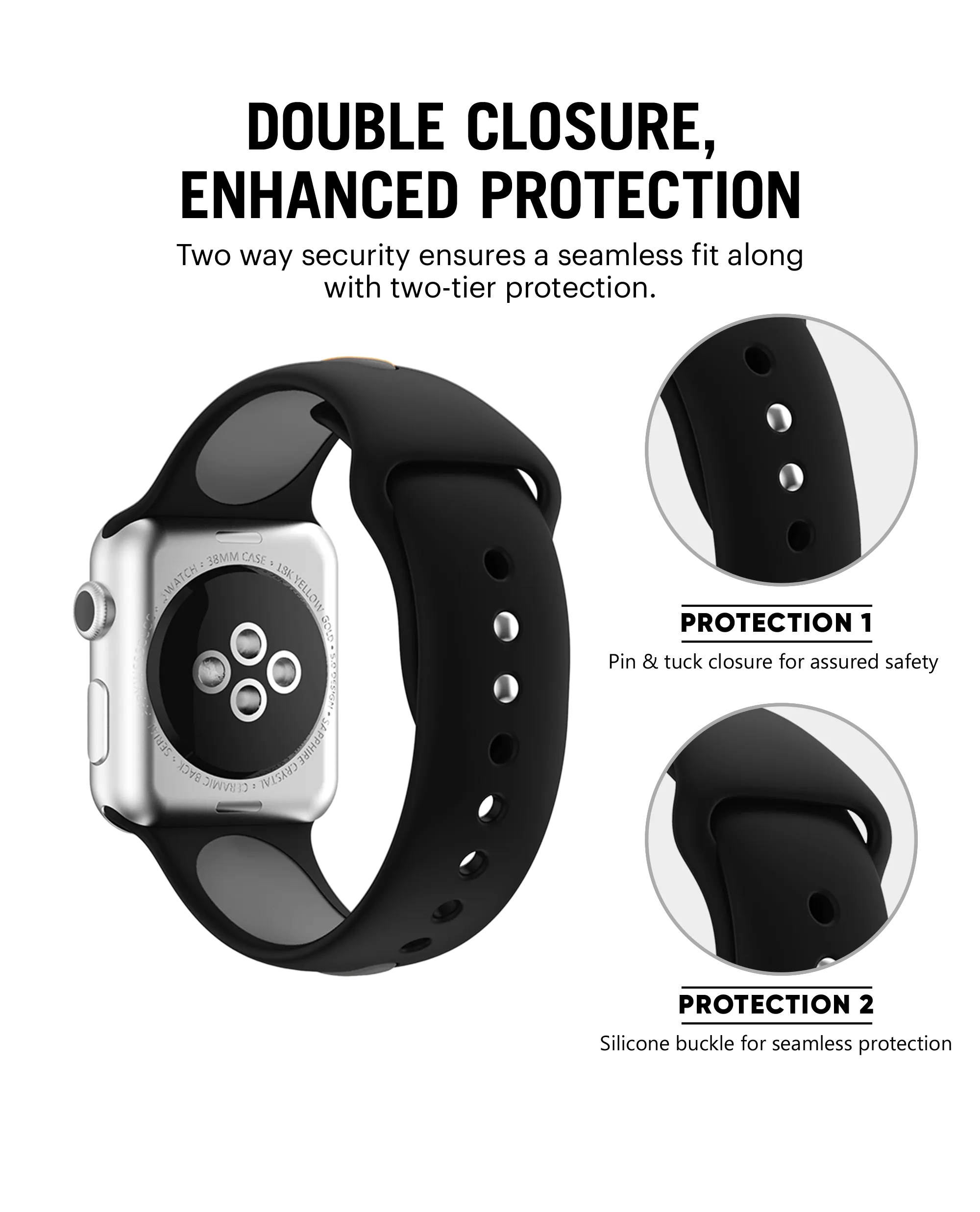 Black-Gray Two Tone Silicone Apple WatchBand