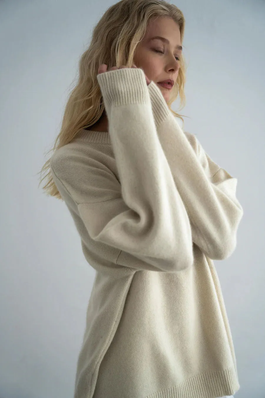 Brushed Cashmere Oversized Crew