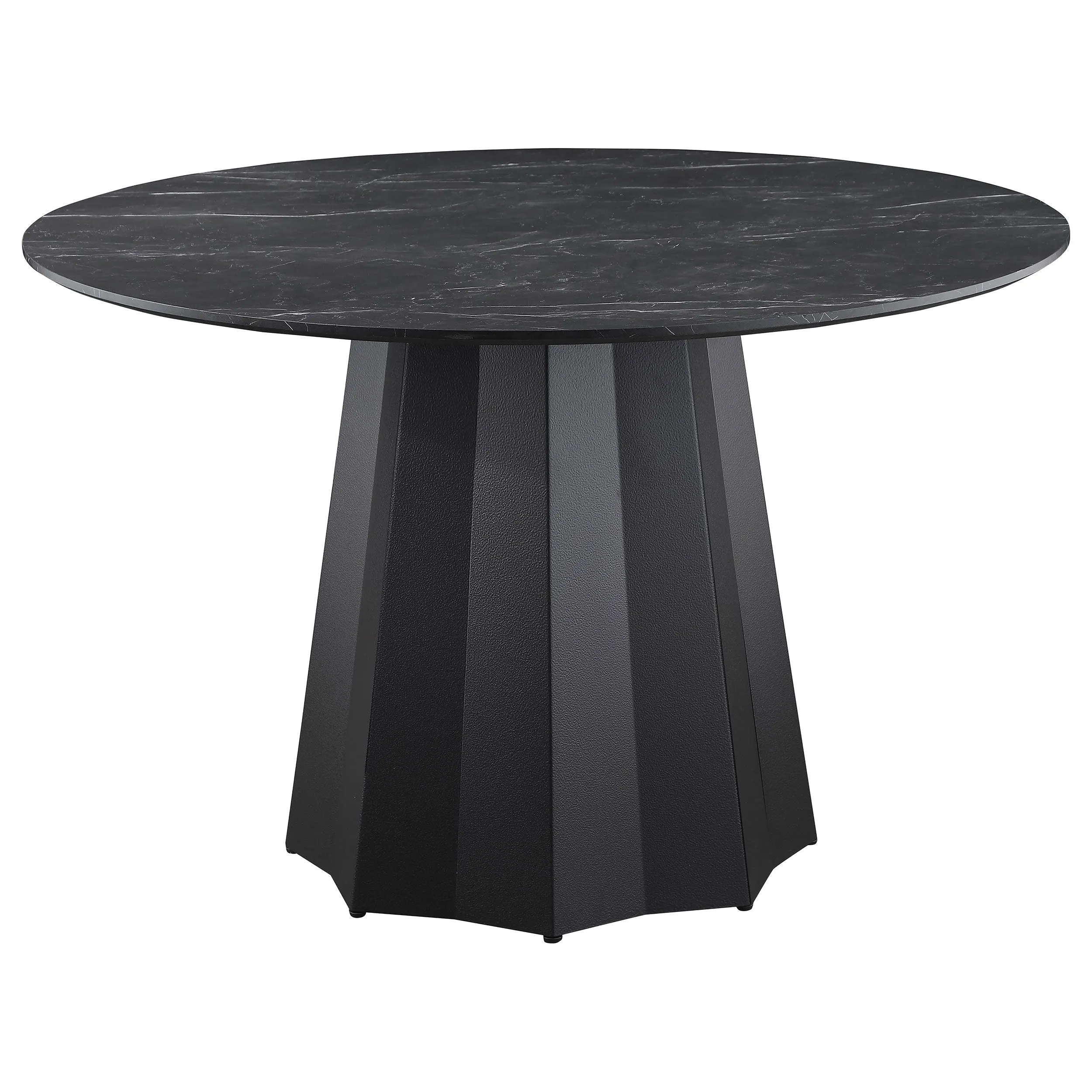 Camden - Round Faux Marble Top Dining Table - Black