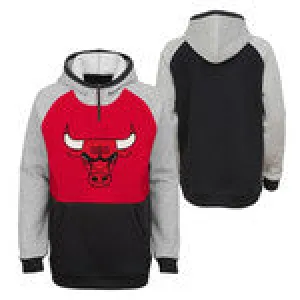 Chicago Bulls Youth Red NBA 1/4 Zip W/ Hood