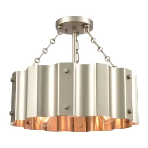 Clausten 17" 3 Light Semi Flush Mount in Matte Nickel