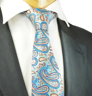 Extraordinary Blue Curacao Paisley Design Tie