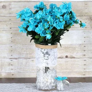 Gardenia Bush Artificial Silk Flowers - Turquoise