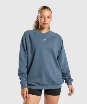 Gymshark Training Oversized Fleece Sweatshirt - Cargo Blue