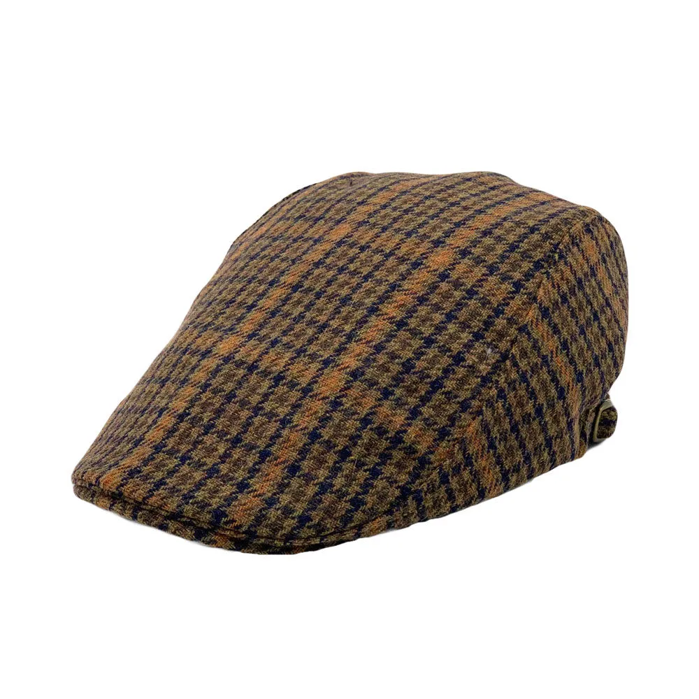 Houndstooth Plaid Check Pattern Newsboy Hat Wool Adjustable Flat Cap LD31461