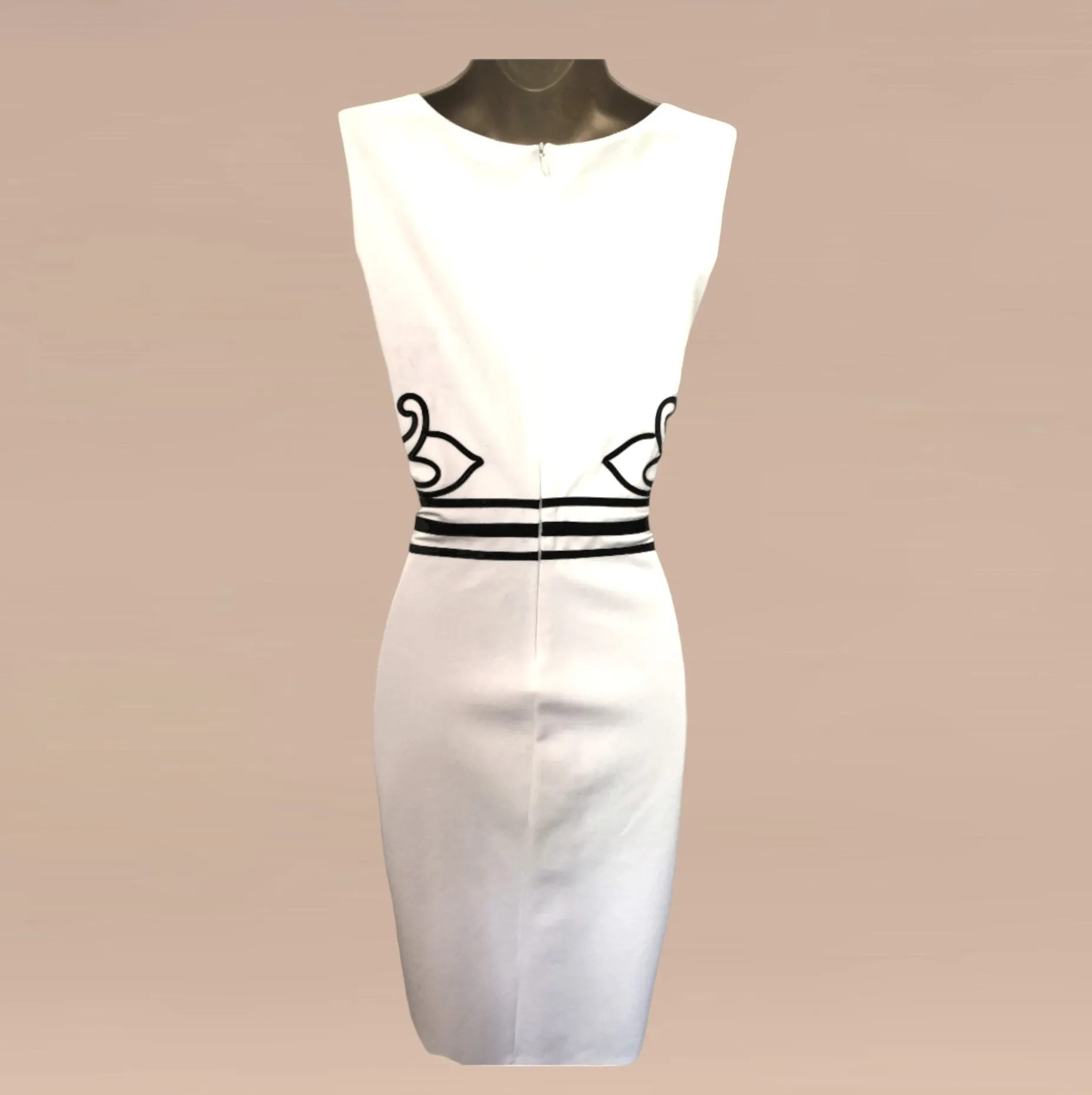 JOSEPH RIBKOFF White Tape Work Stretch Dress UK 10 US 6 EU 38