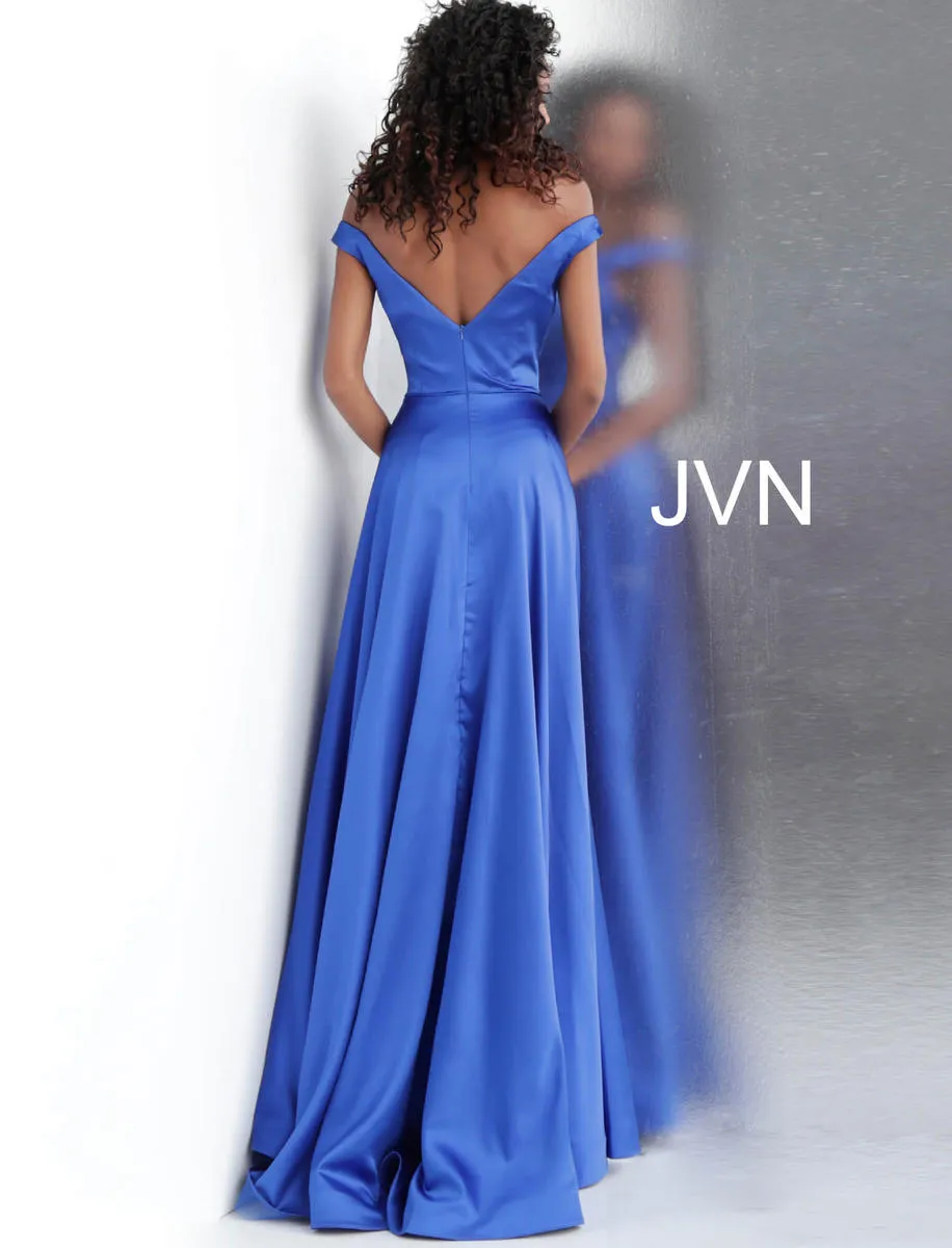 JVN by Jovani 67752 Royal Blue Satin A-Line Dress