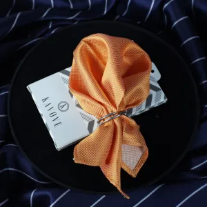 Kovove The Elegant Self Checkered Orange Pocket Square For Men