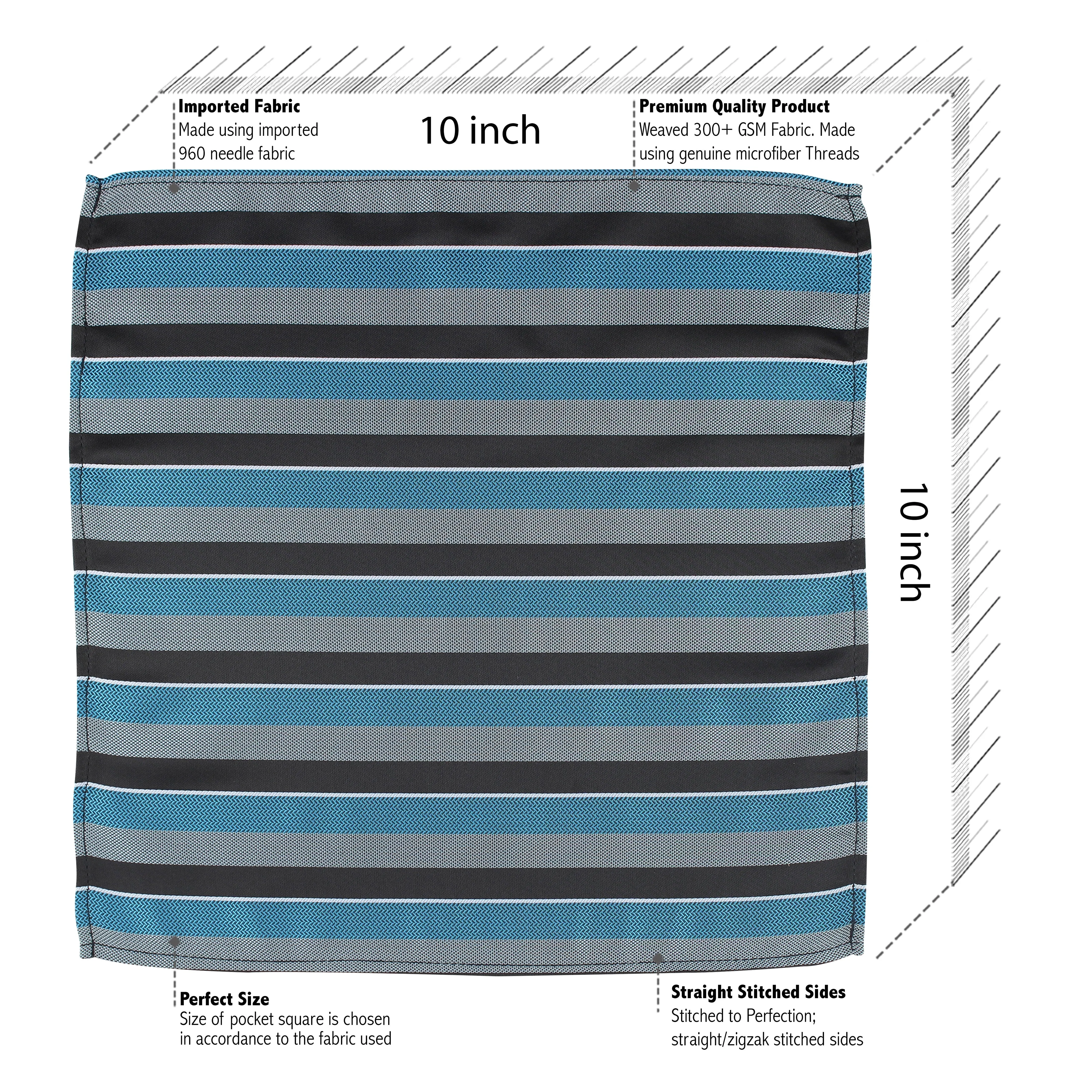 Kovove The Magma Striped Blue Pocket Square For Men