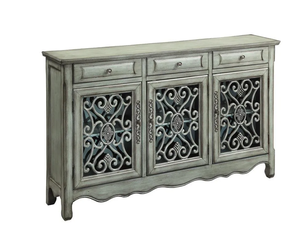 Madeline 3-door Accent Cabinet Antique Green