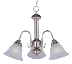 Malaga 20" 3 Light Down Light Chandelier in Satin Nickel with Frosted Glass Finish