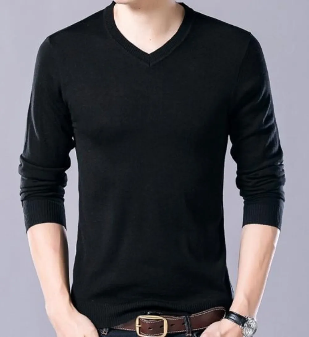 Mens V Neck Knitted Top