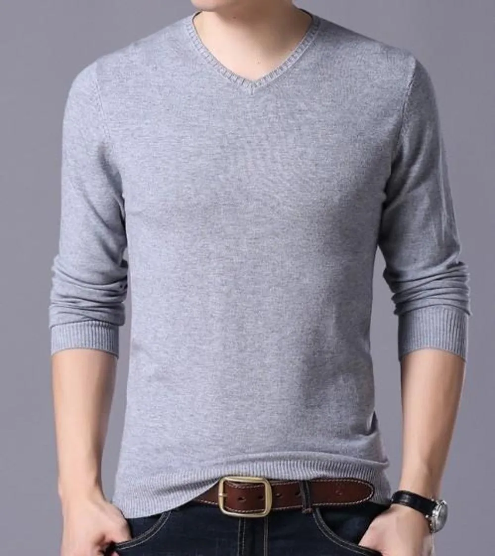 Mens V Neck Knitted Top