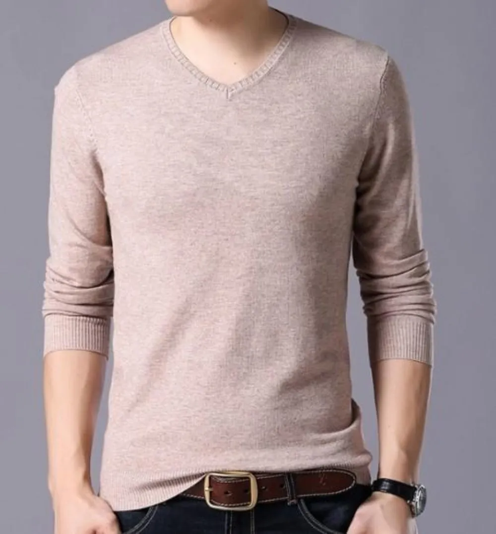 Mens V Neck Knitted Top