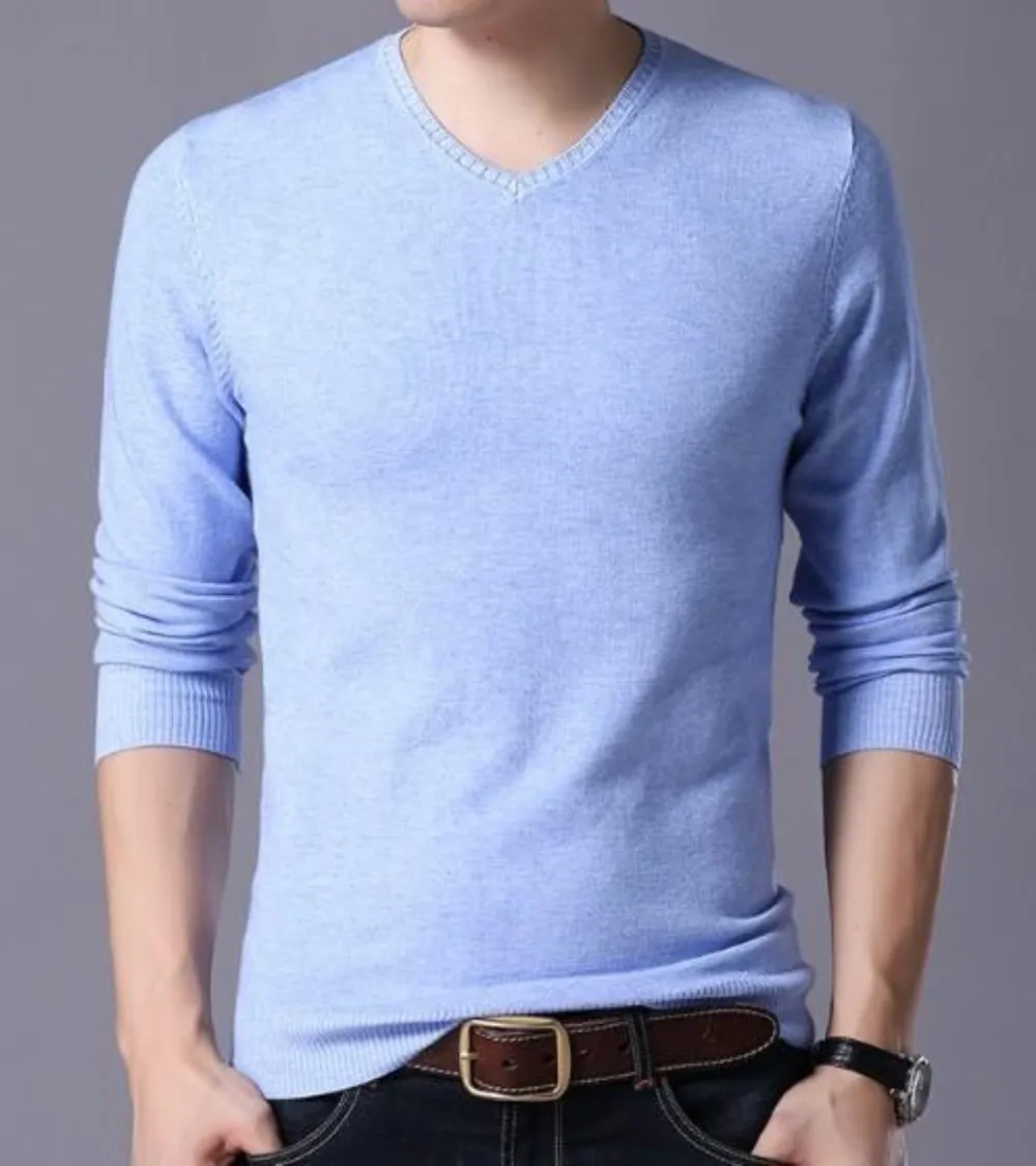 Mens V Neck Knitted Top