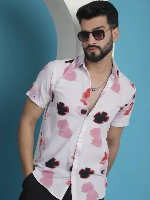 Pink Floral Printed Cotton Casual Shirt