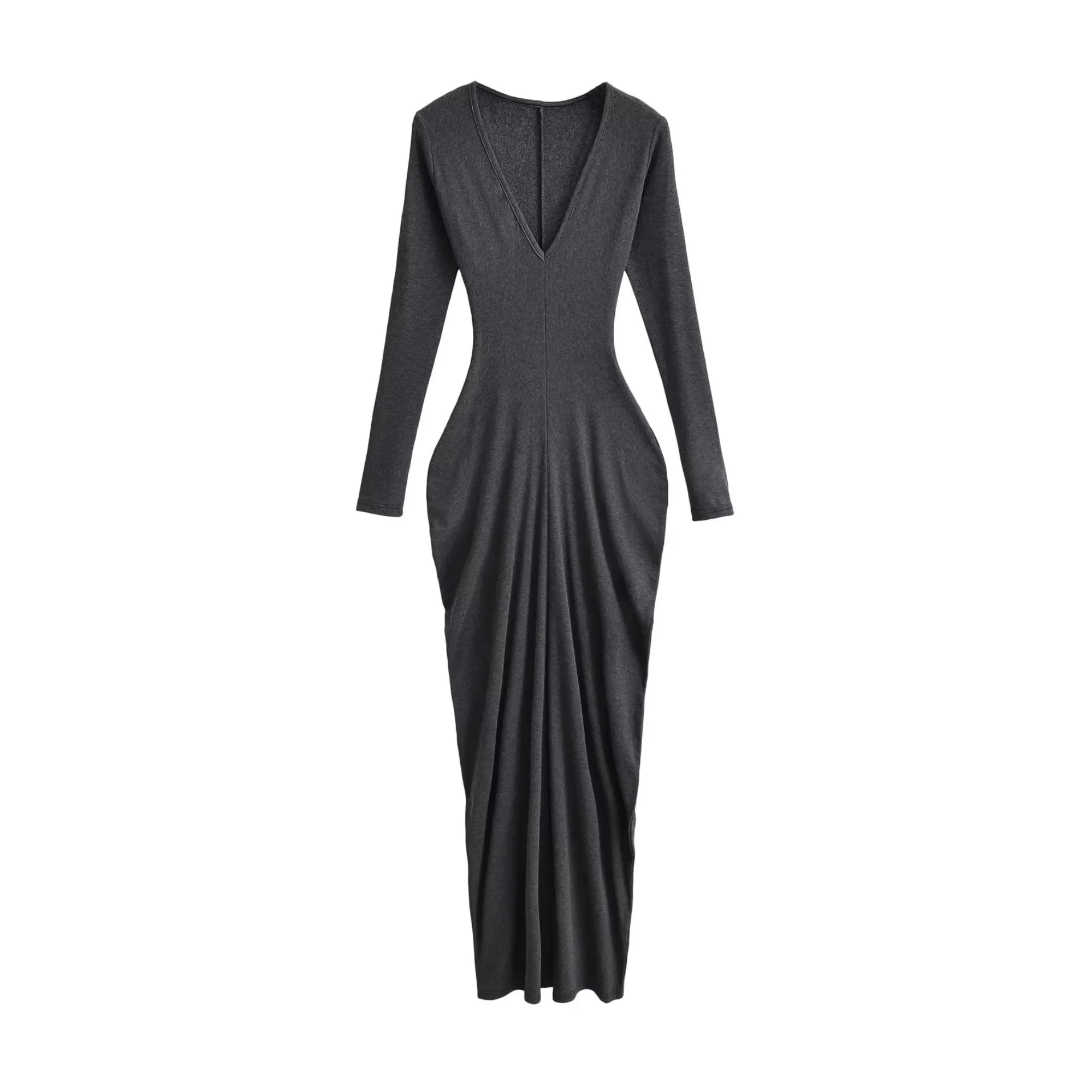 Pre Order:  Deep V-Neck Long Sleeve Dress