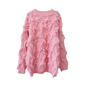 Pre Order:  Fringed Lattice Knitted Sweater