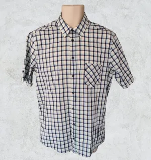 Samsoe&Samsoe Men’s Blue & White Check Short Sleeve Casual Shirt Size L