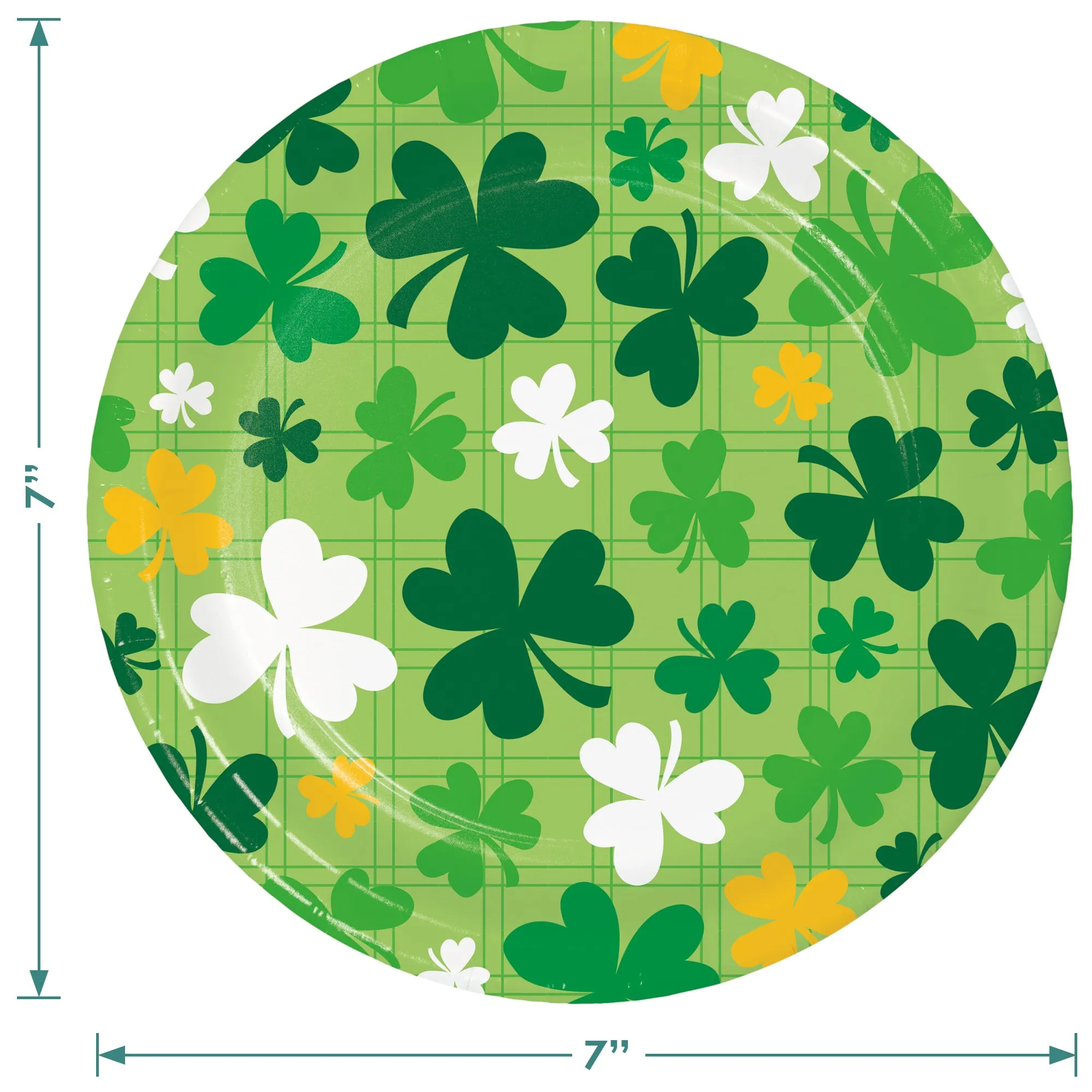 St. Patrick's Day Dark Green & Yellow Shamrock Plates, Beverage Napkins, and Forks