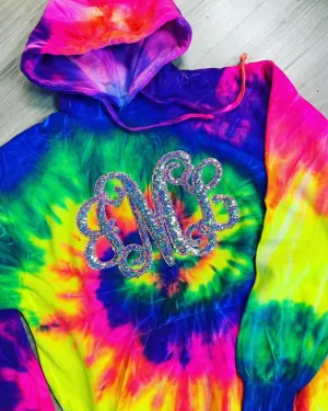 Tie Dye Mermaid Sequin Monogrammed Hoodie