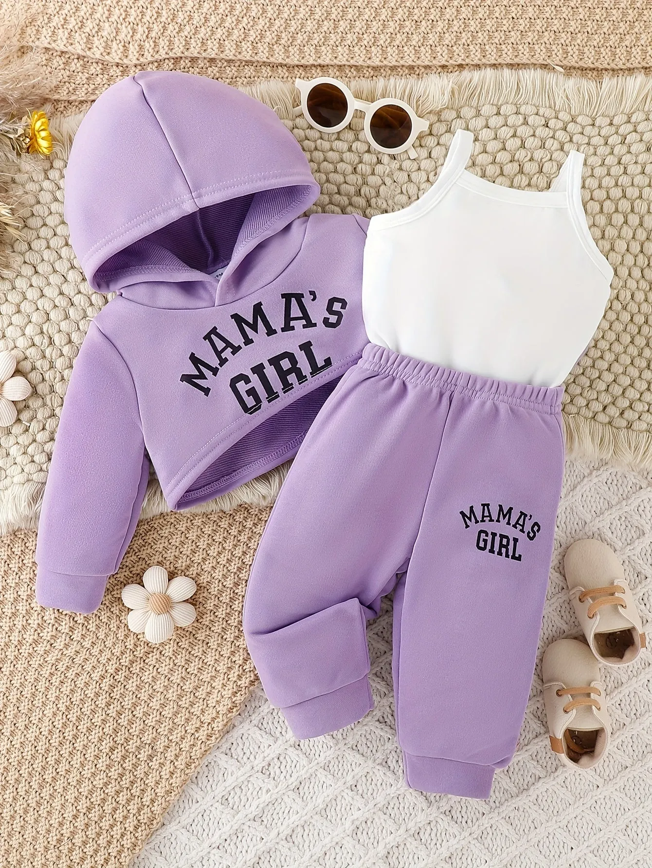 Trendy Girl Baby 3pcs Outfit Set Hoodie Top Pants