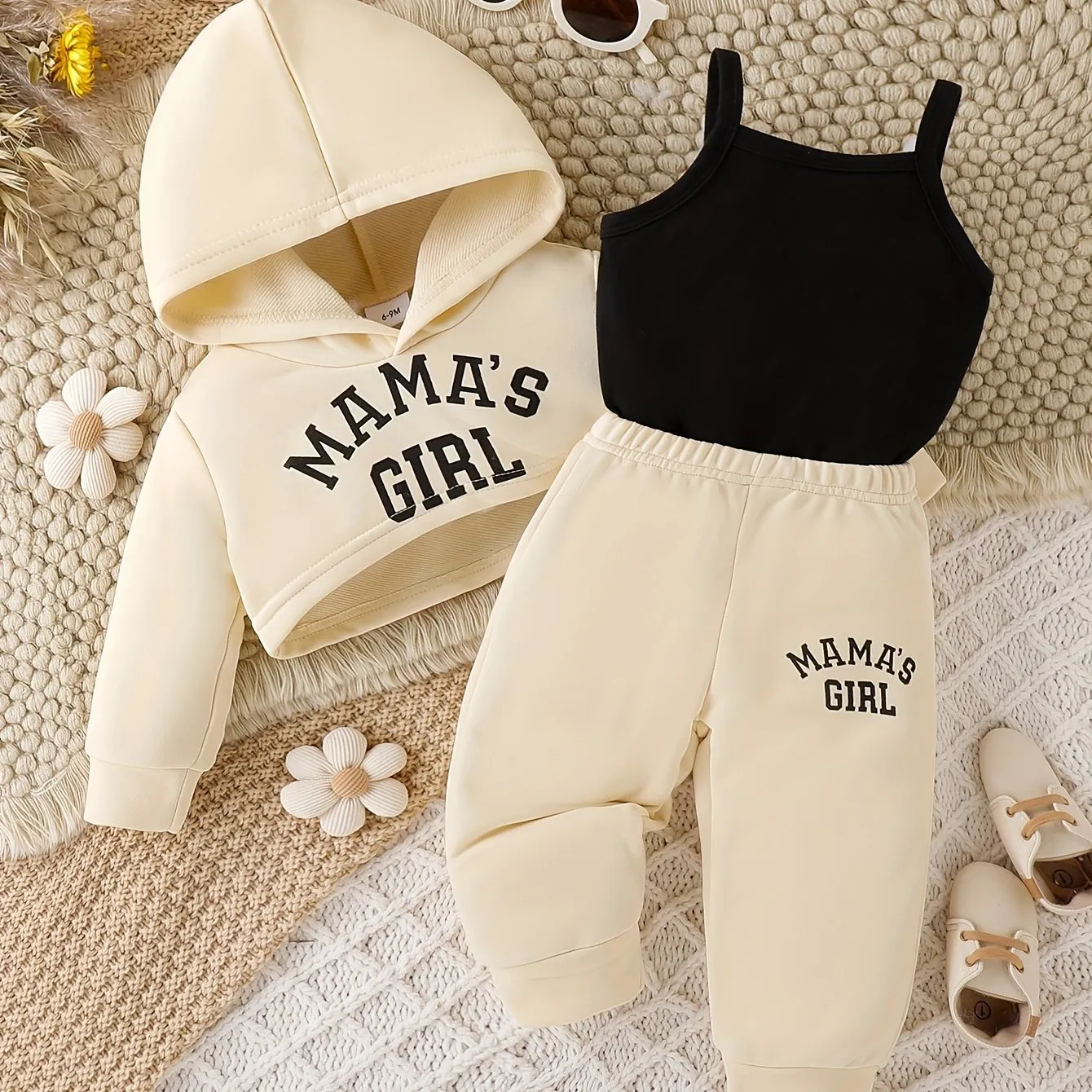 Trendy Girl Baby 3pcs Outfit Set Hoodie Top Pants