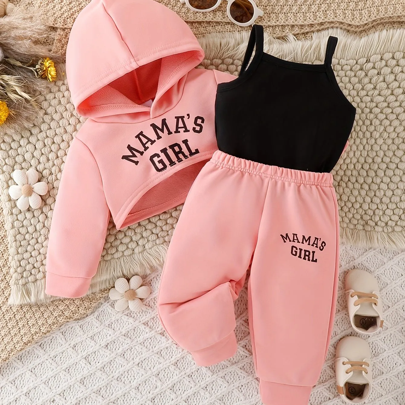 Trendy Girl Baby 3pcs Outfit Set Hoodie Top Pants