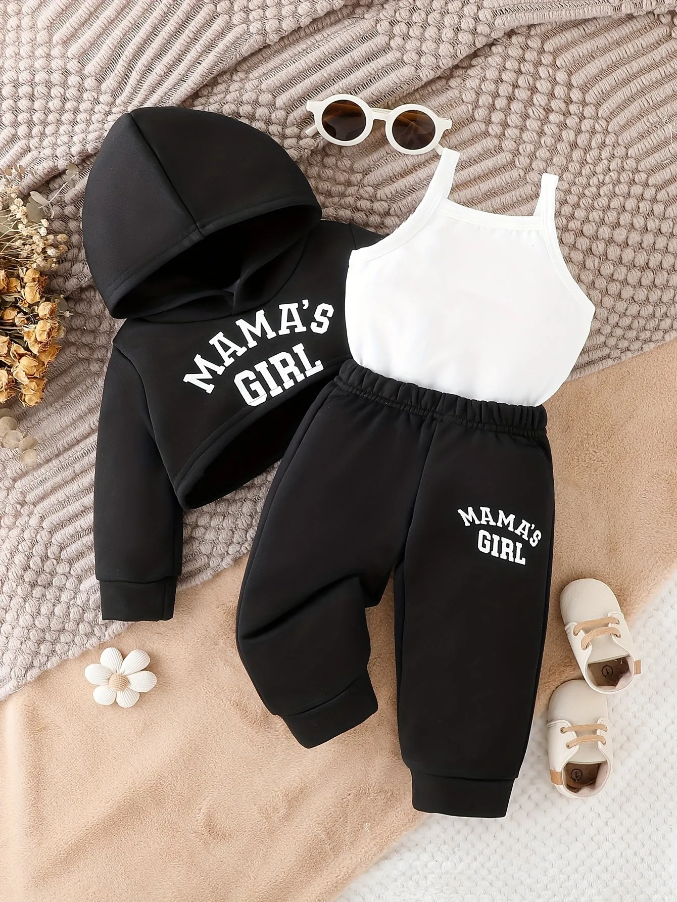 Trendy Girl Baby 3pcs Outfit Set Hoodie Top Pants