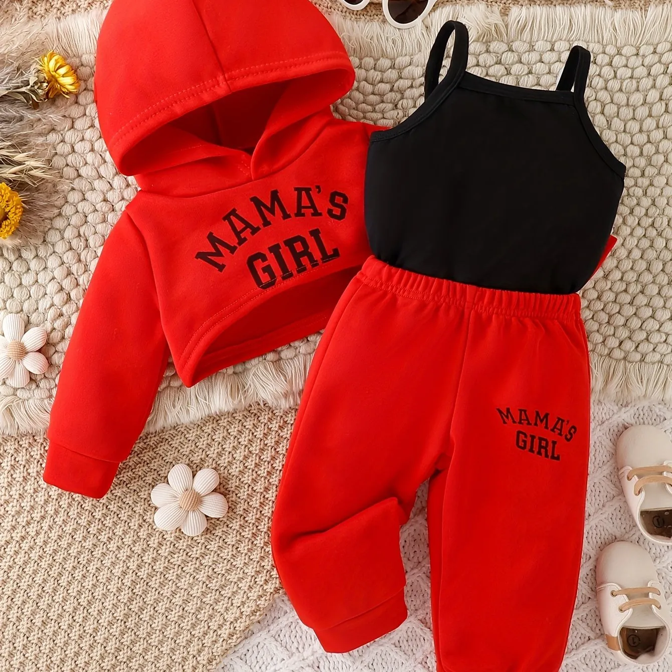 Trendy Girl Baby 3pcs Outfit Set Hoodie Top Pants