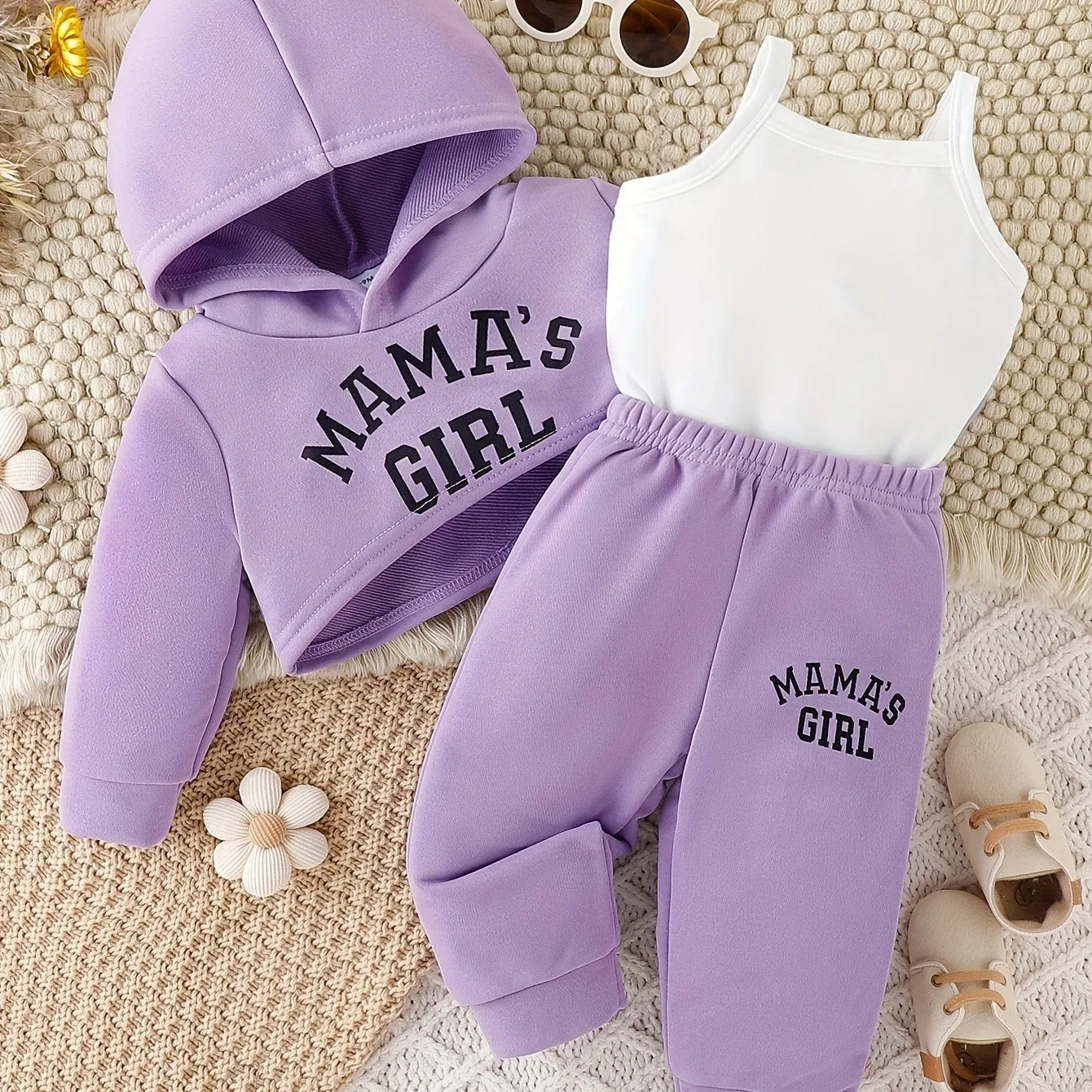 Trendy Girl Baby 3pcs Outfit Set Hoodie Top Pants