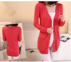 V-neck Loose Women's Wool Cardigan