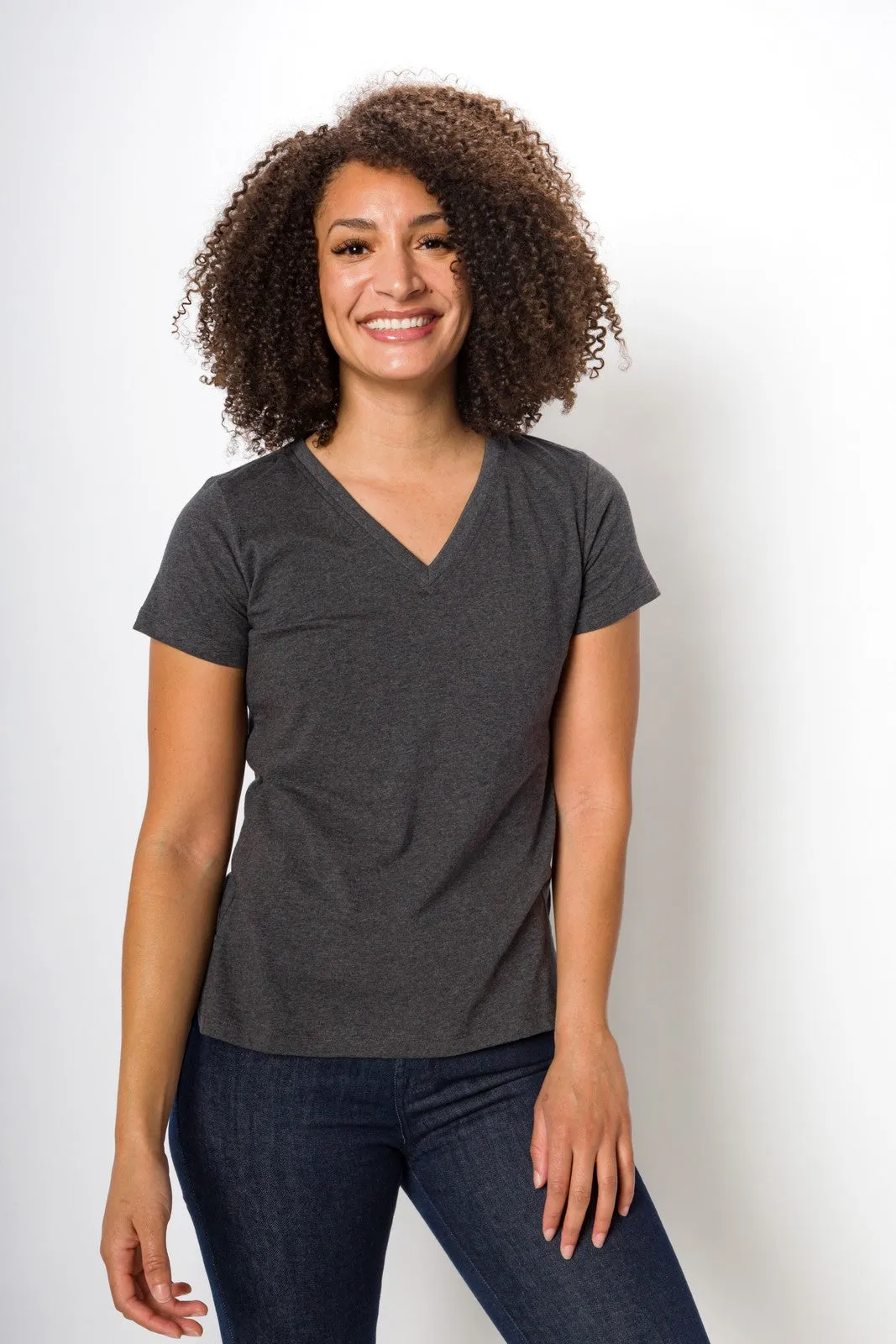 Vanessa Heavy Tee | Women's Anti-Stain Deep V-Neck T-Shirt