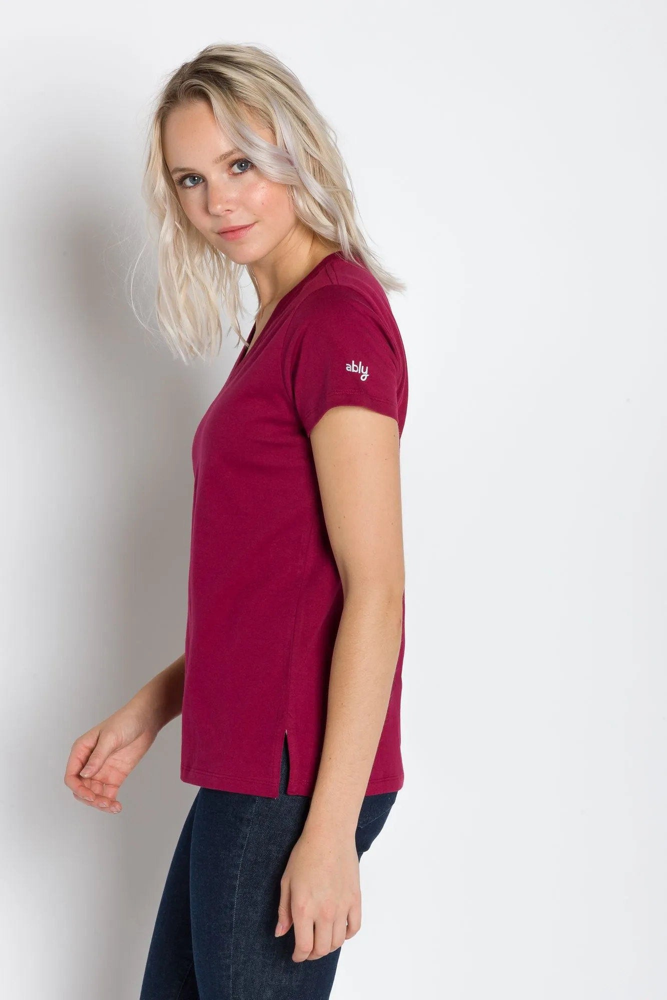 Vanessa Heavy Tee | Women's Anti-Stain Deep V-Neck T-Shirt