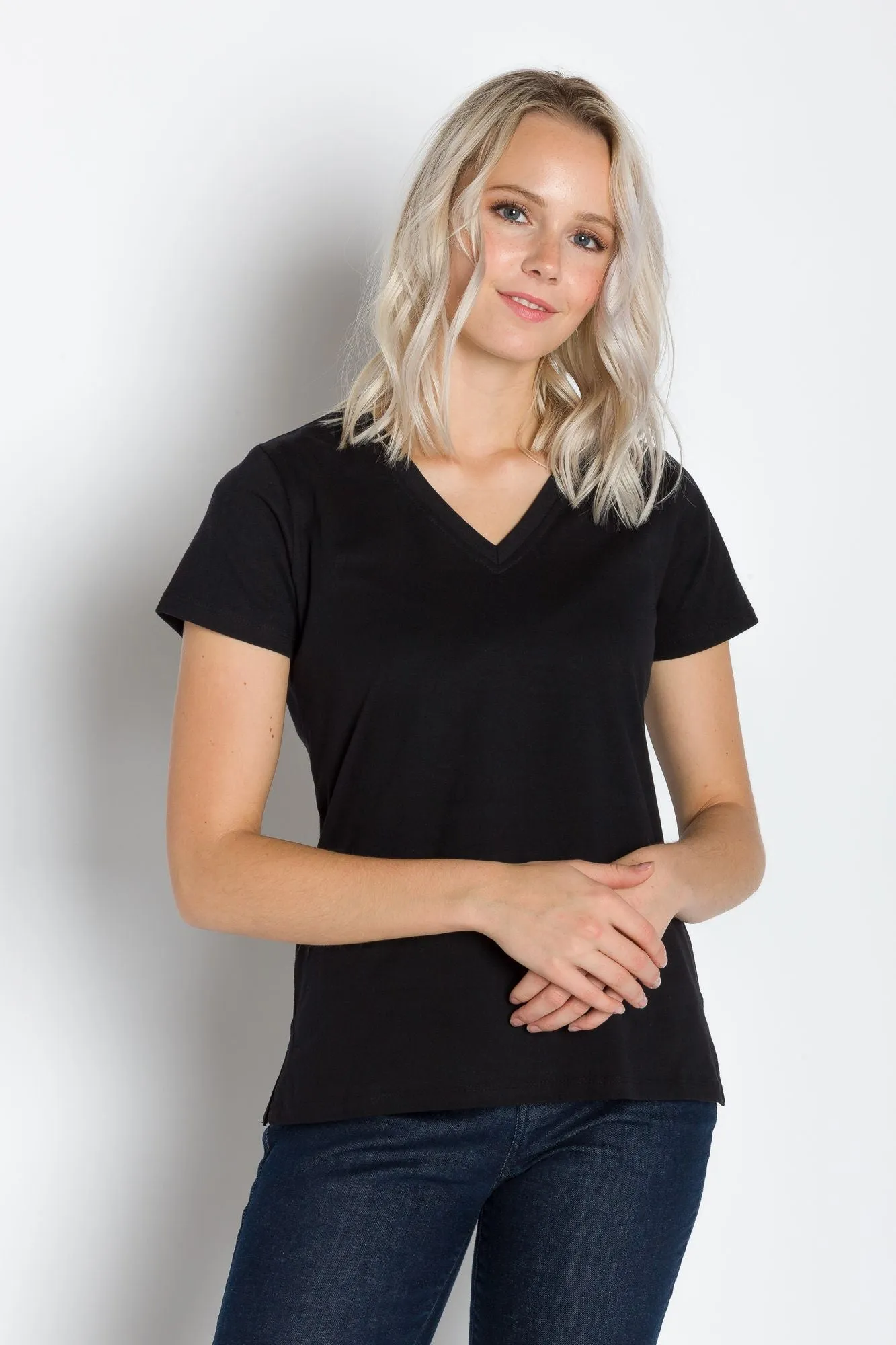 Vanessa Heavy Tee | Women's Anti-Stain Deep V-Neck T-Shirt