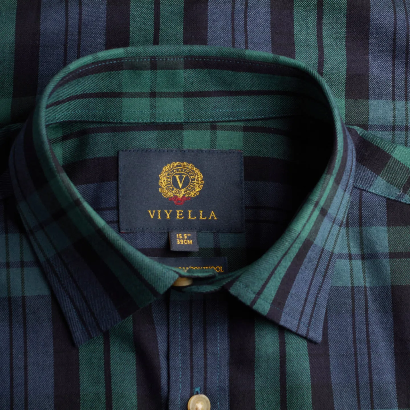 Viyella Shirt Mens Black Watch tartan in luxury wool/cotton mix VY7136-265