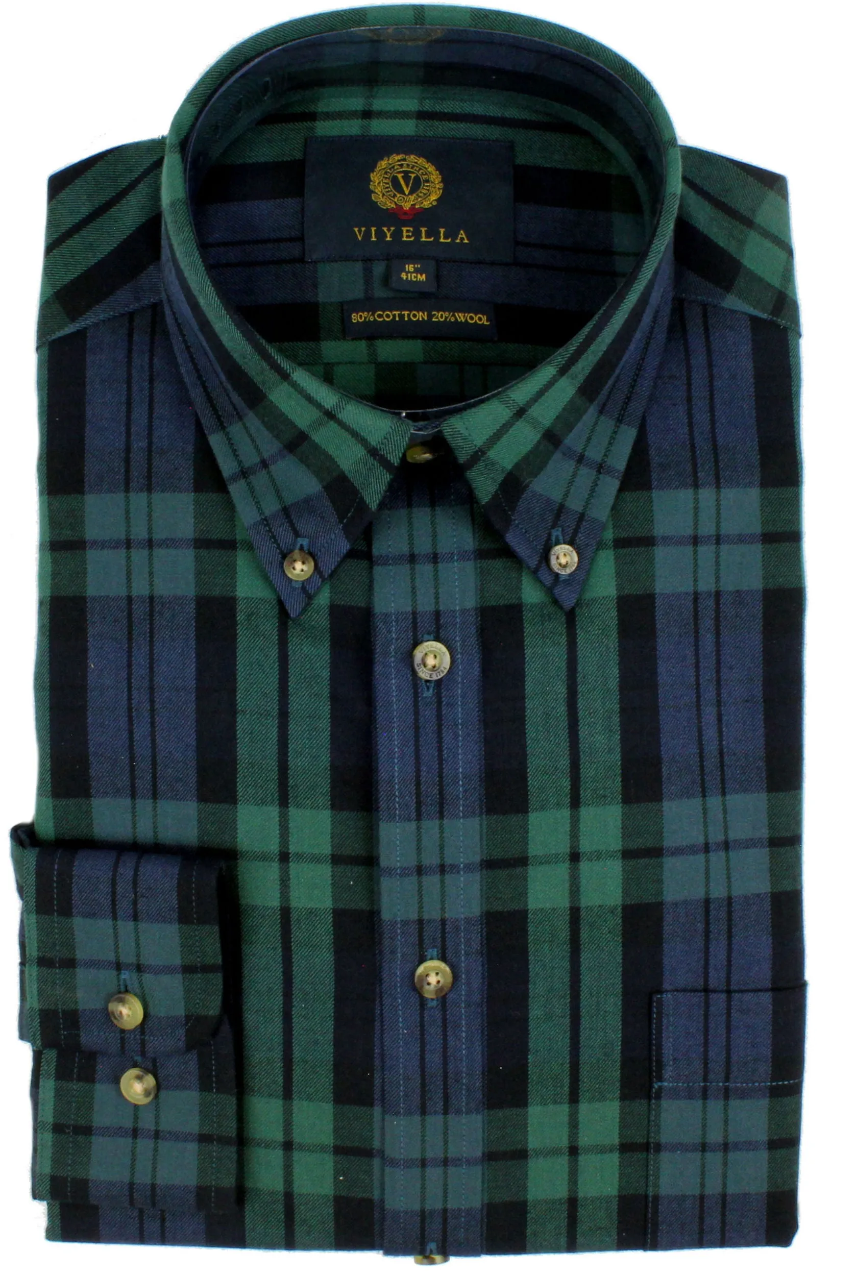 Viyella Shirt Mens Black Watch tartan in luxury wool/cotton mix VY7136-265